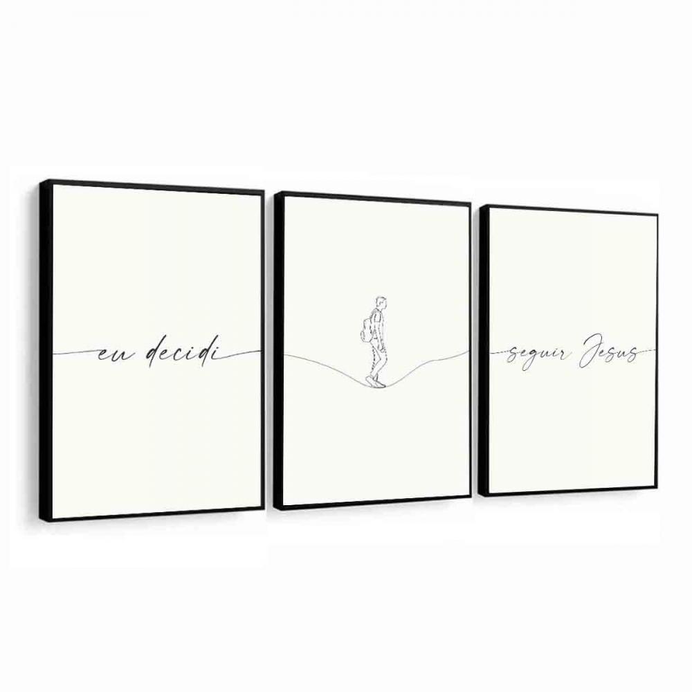 kit 3 quadro decorativo deus frase positiva fé decor casa sala q