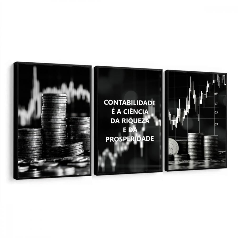 kit 3 quadro decorativo escritório de contabilidade contador con