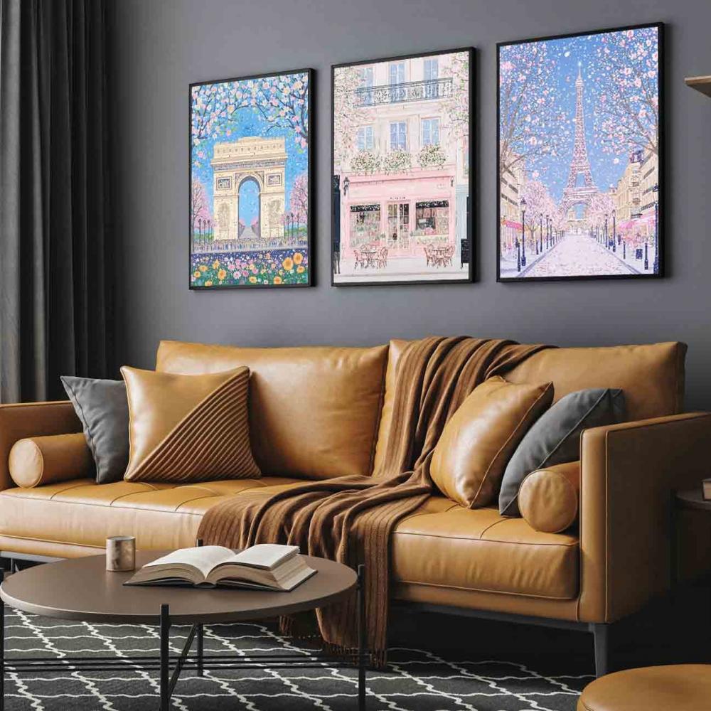 kit 3 quadro decorativo torre eiffel frança decor casa hall de e