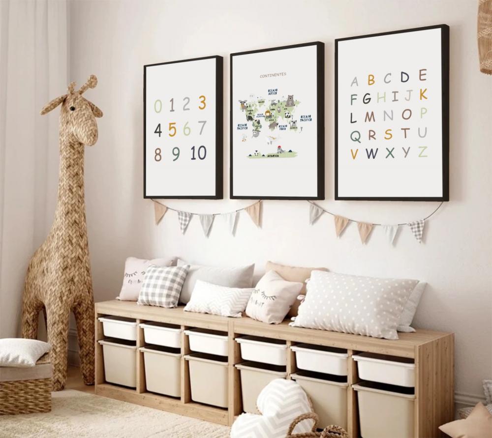 kit 3 quadro decorativo bebe infantil decor quarto infantil alfab