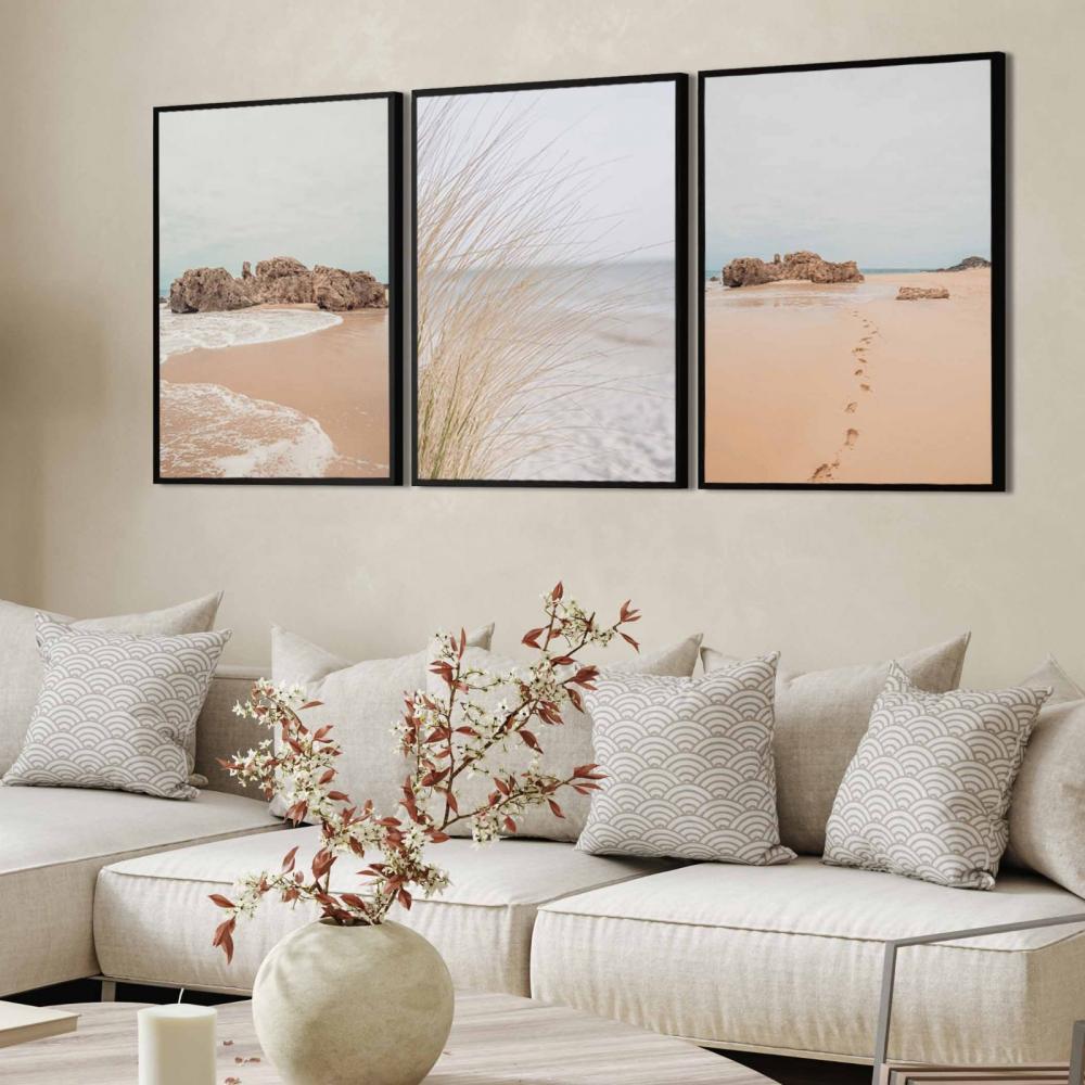 kit 3 quadro decorativo praia boho paisagem praiana decor pousada