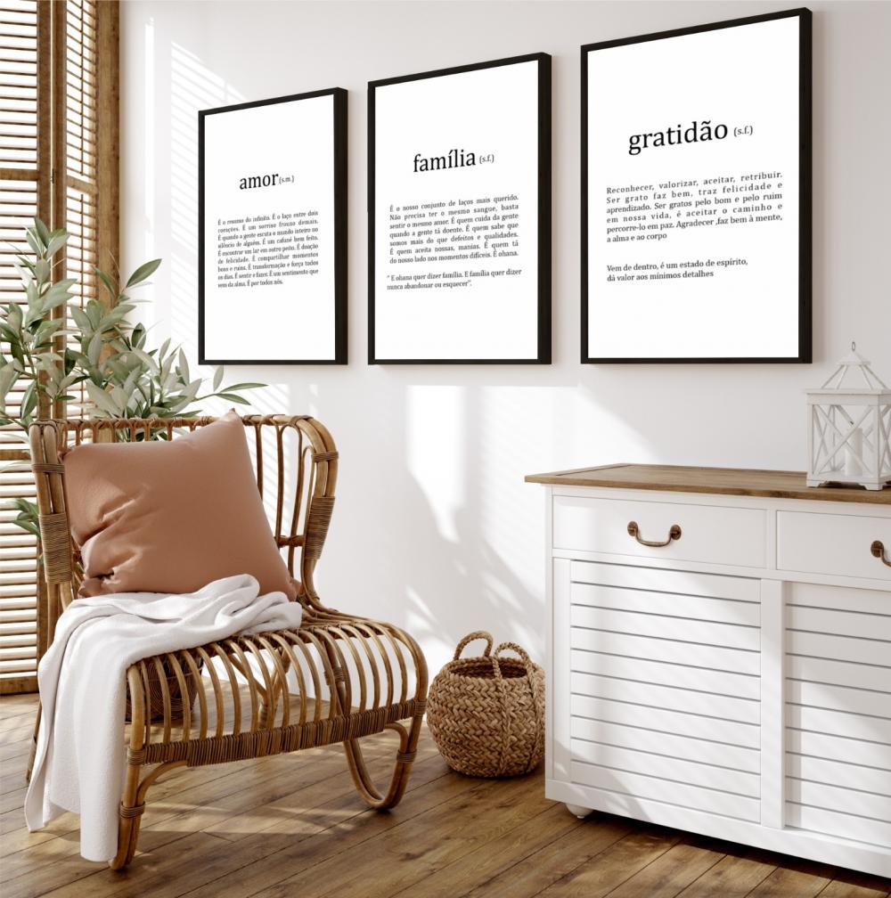 kit 3 quadro decorativo casal família romantico  decor sala quar