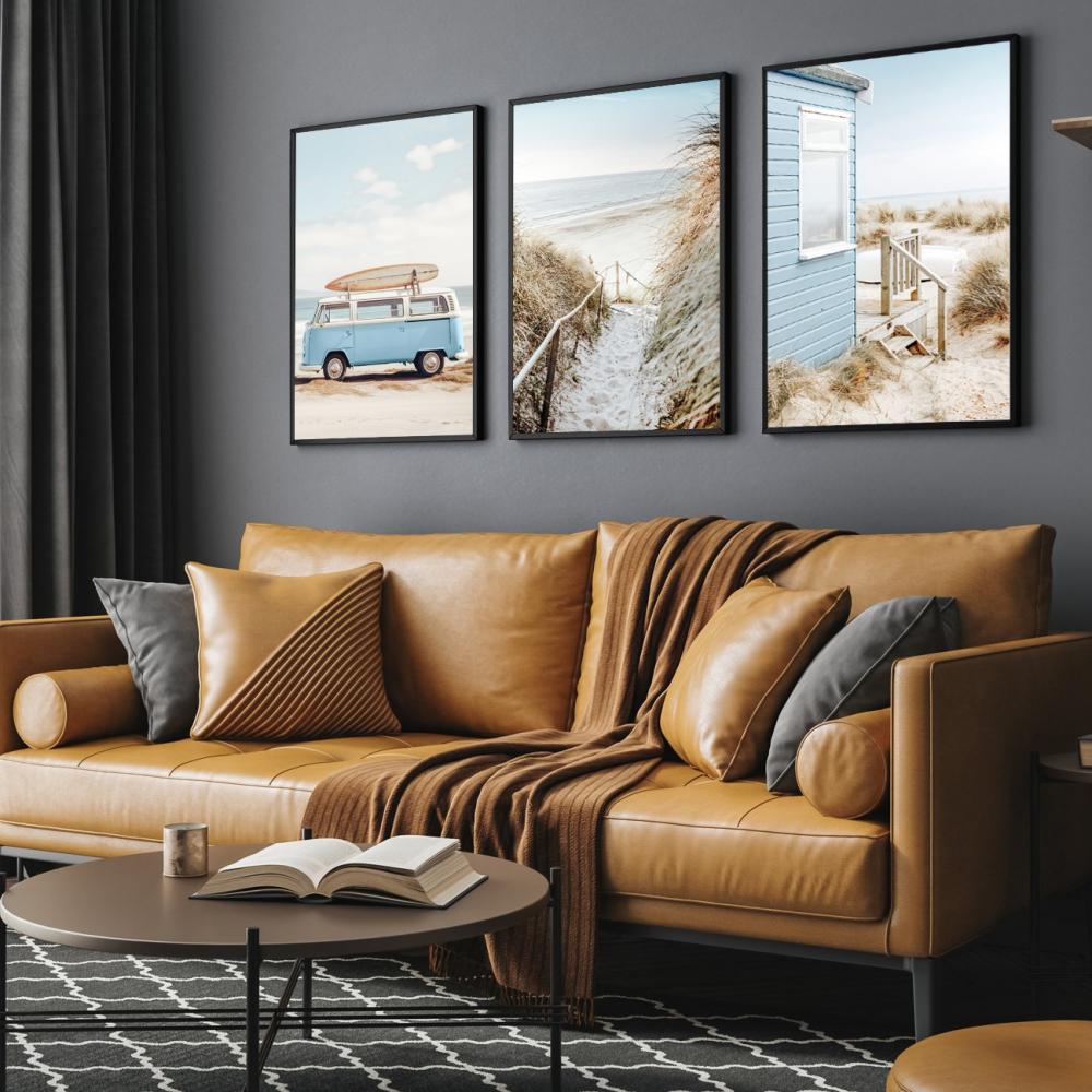 kit 3 quadro decorativo praia boho paisagem praiana decor pousada