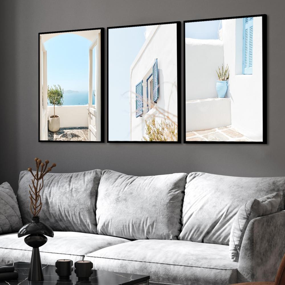 kit 3 quadro decorativo praia boho paisagem praiana decor pousada