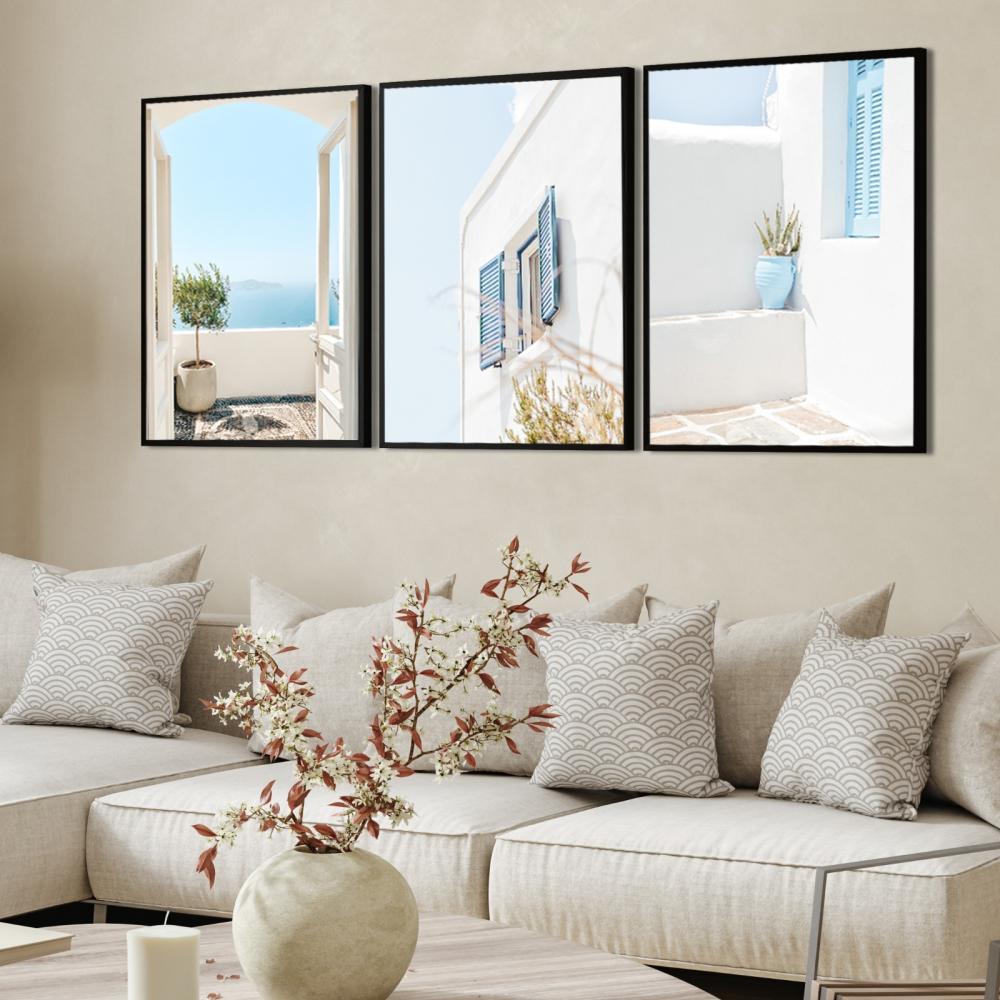 kit 3 quadro decorativo praia boho paisagem praiana decor pousada