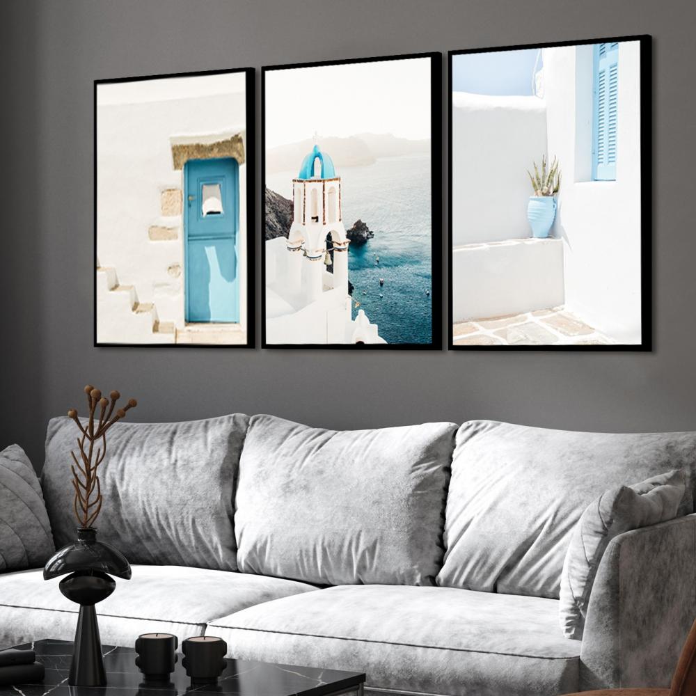 kit 3 quadro decorativo praia boho paisagem praiana decor pousada