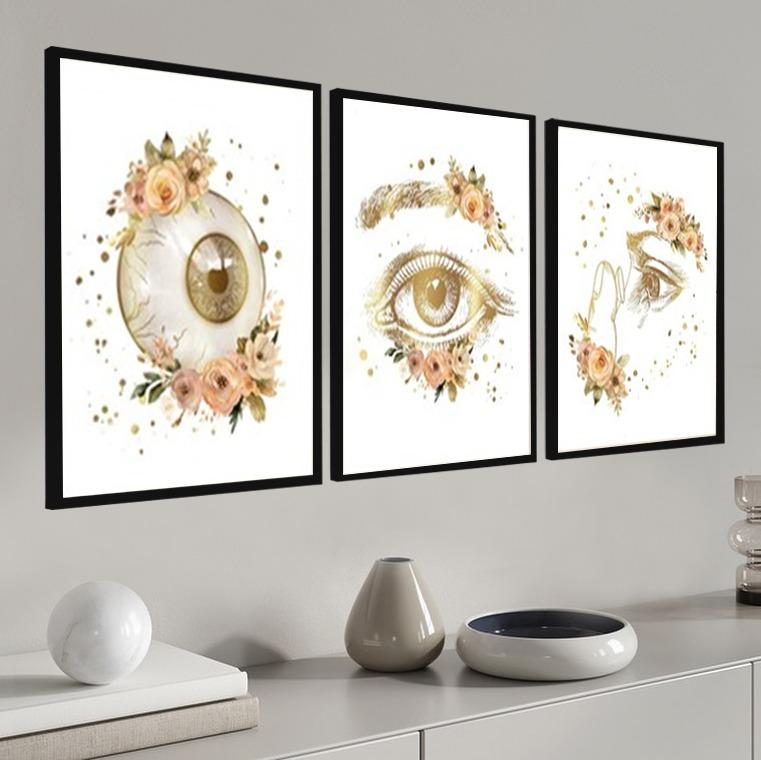kit 3 quadro decorativo oftalmo consultório oftalmologia olhos v