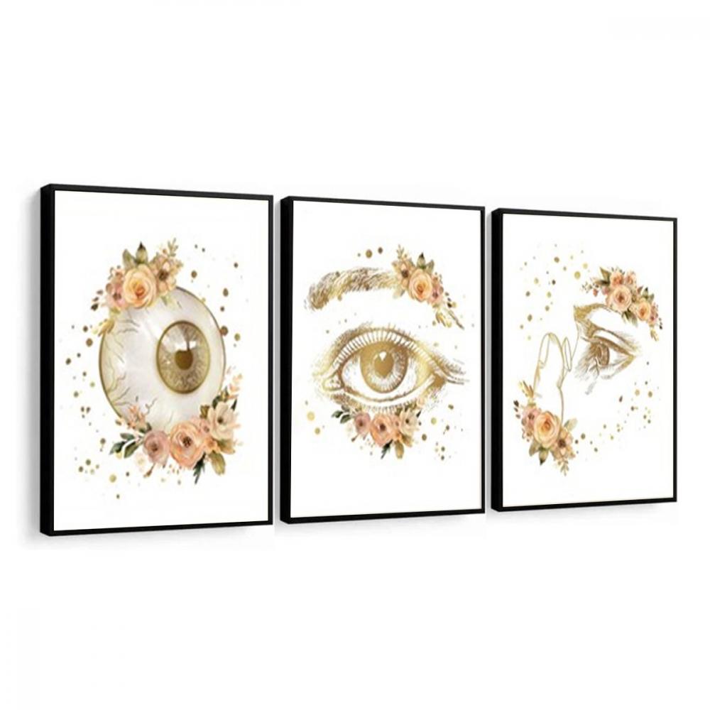 kit 3 quadro decorativo oftalmo consultório oftalmologia olhos v