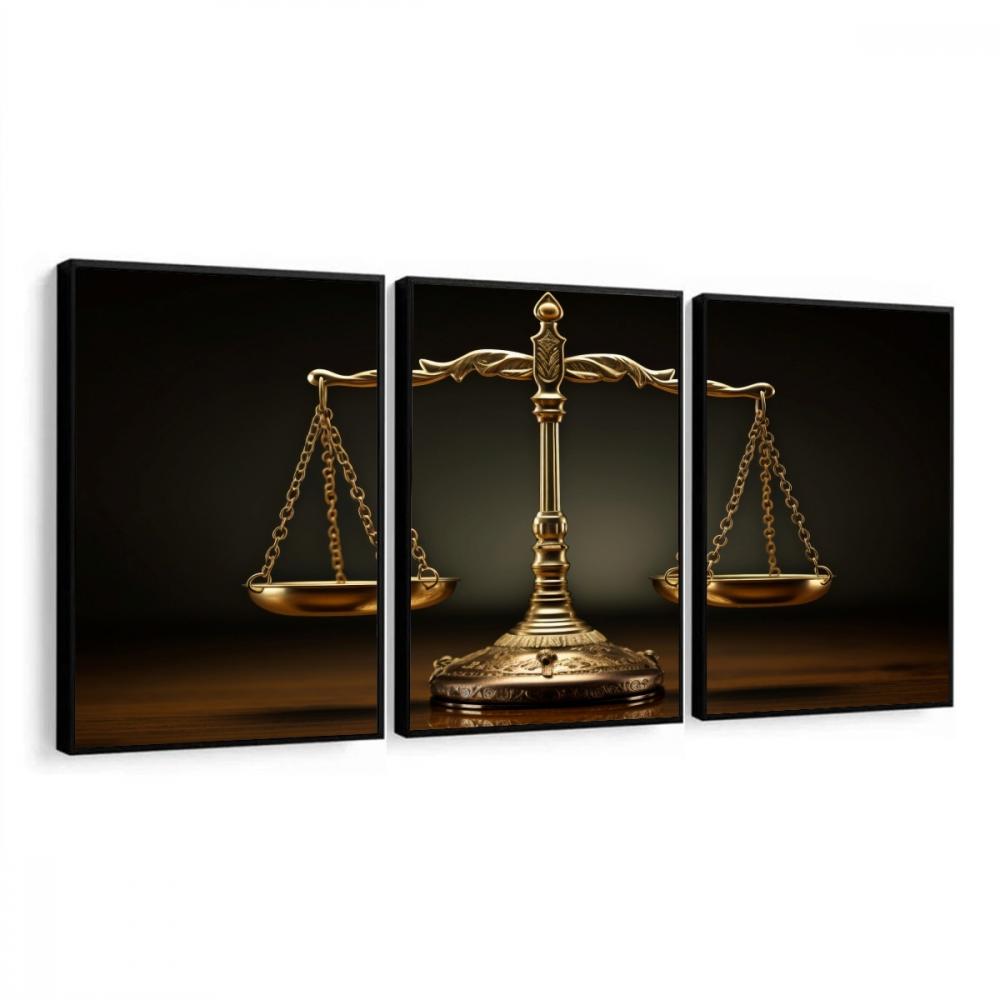 kit 3 quadro decorativo direito balança da justiça escritório 