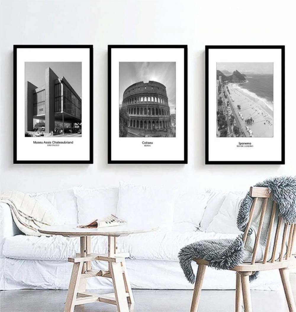 kit 3 quadro decorativo são paulo roma rio de janeiro pontos tur