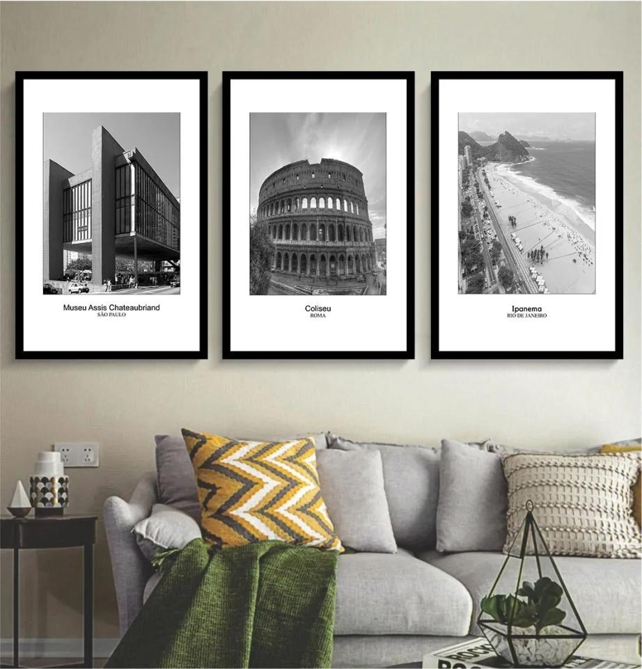 kit 3 quadro decorativo são paulo roma rio de janeiro pontos tur
