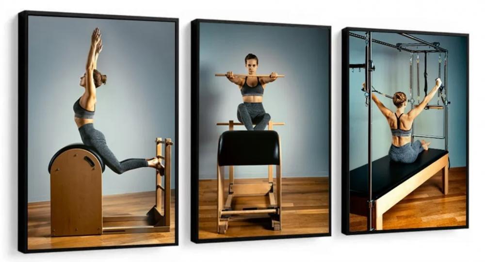 kit 3 quadro decorativo pilates mulheres decor salão de beleza c