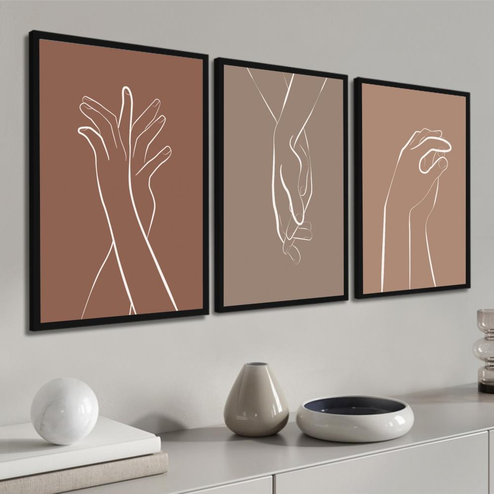 kit 3 quadro decorativo casal romantico namorados mãos dadas sal