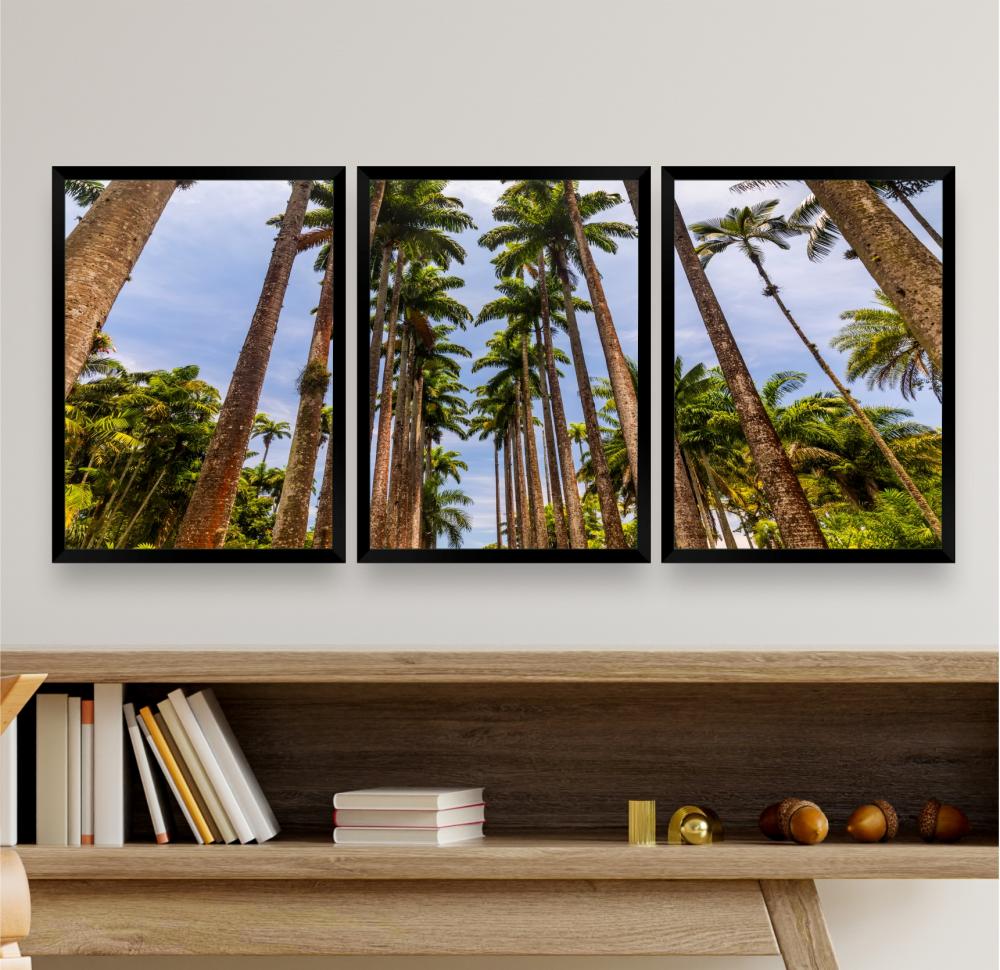 Quadro Decorativo coqueiros praça cidade Quarto Sala Moldura