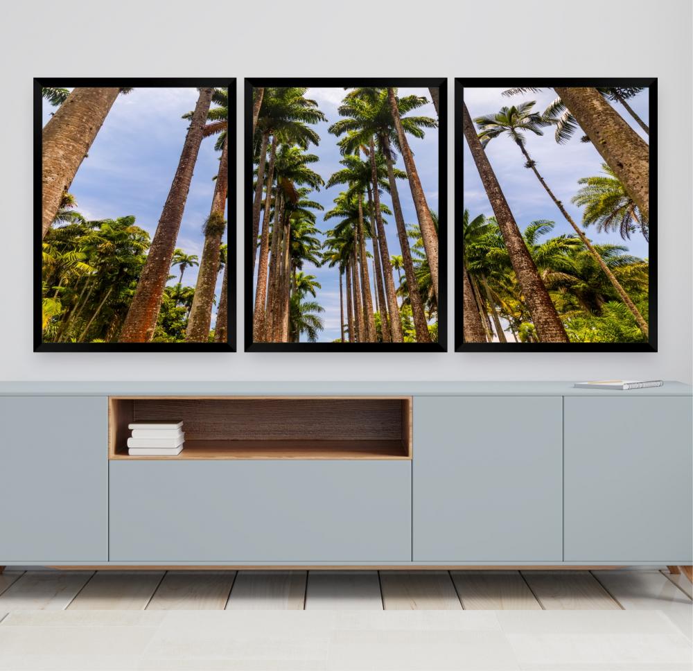 Quadro Decorativo coqueiros praça cidade Quarto Sala Moldura