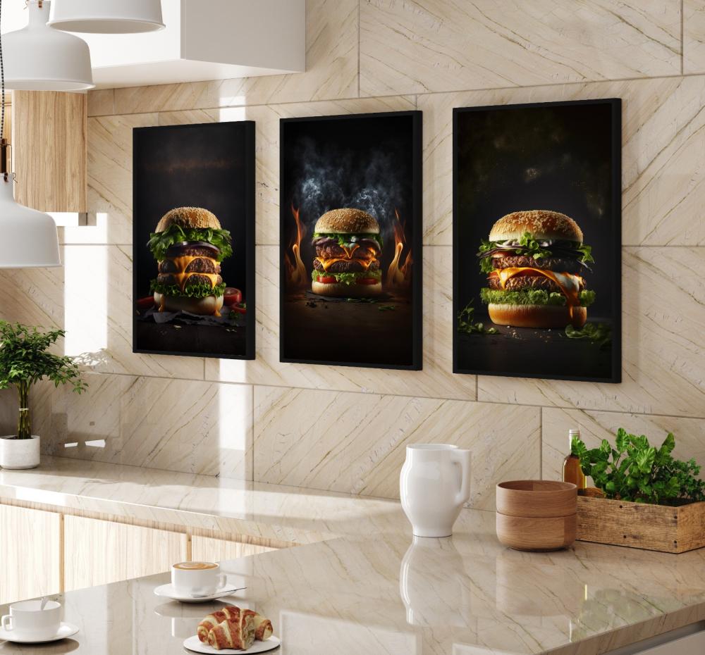 Quadro Decorativo Hamburgueria comida Bar Bebidas Moldura