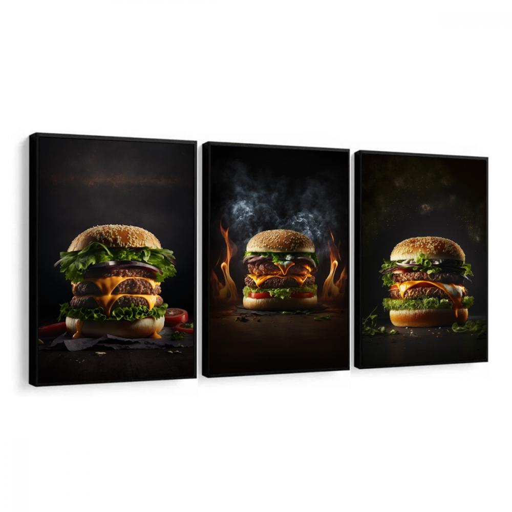 Quadro Decorativo Hamburgueria comida Bar Bebidas Moldura