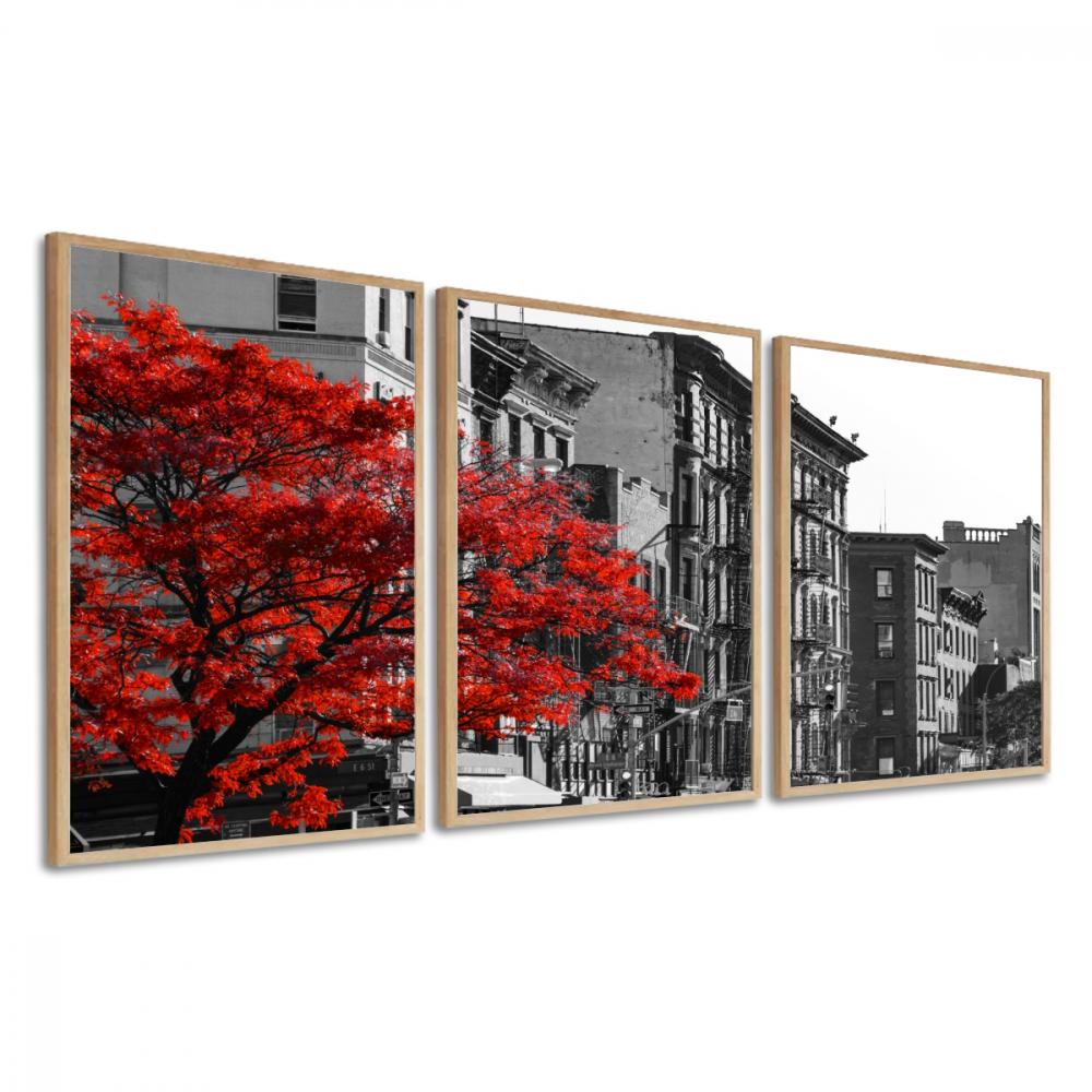 Quadro Decorativo árvore ipe Cidade Quarto Sala Moldura