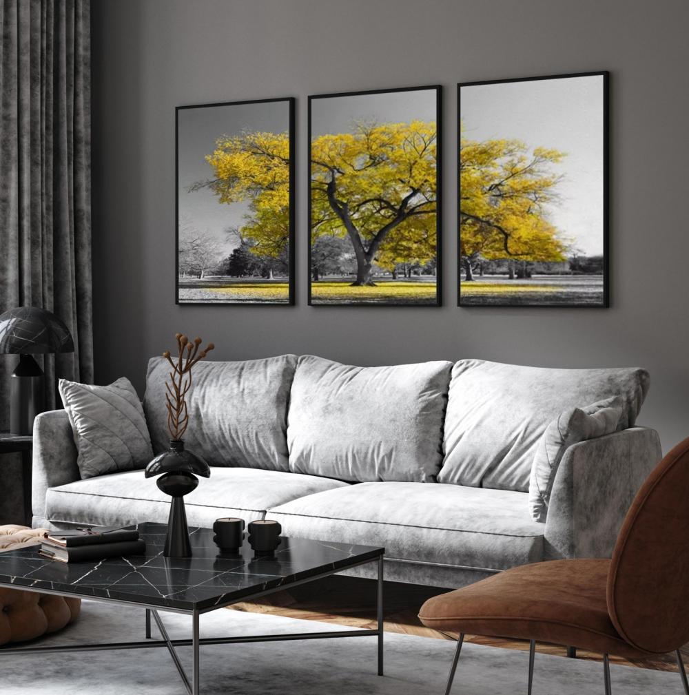 Quadro Decorativo árvore ipe amarelo campo Quarto Sala sítio Mo