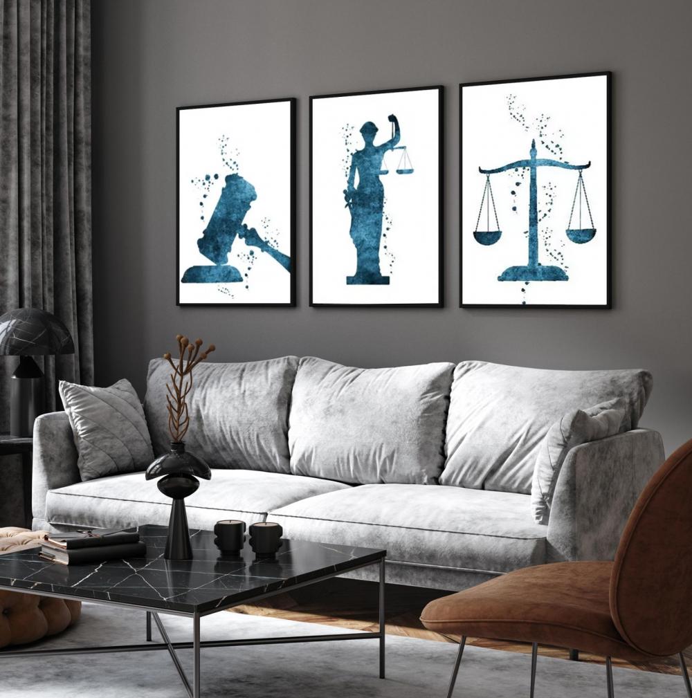 kit 3 quadro decorativo advocacia deusa da justiça direito juram