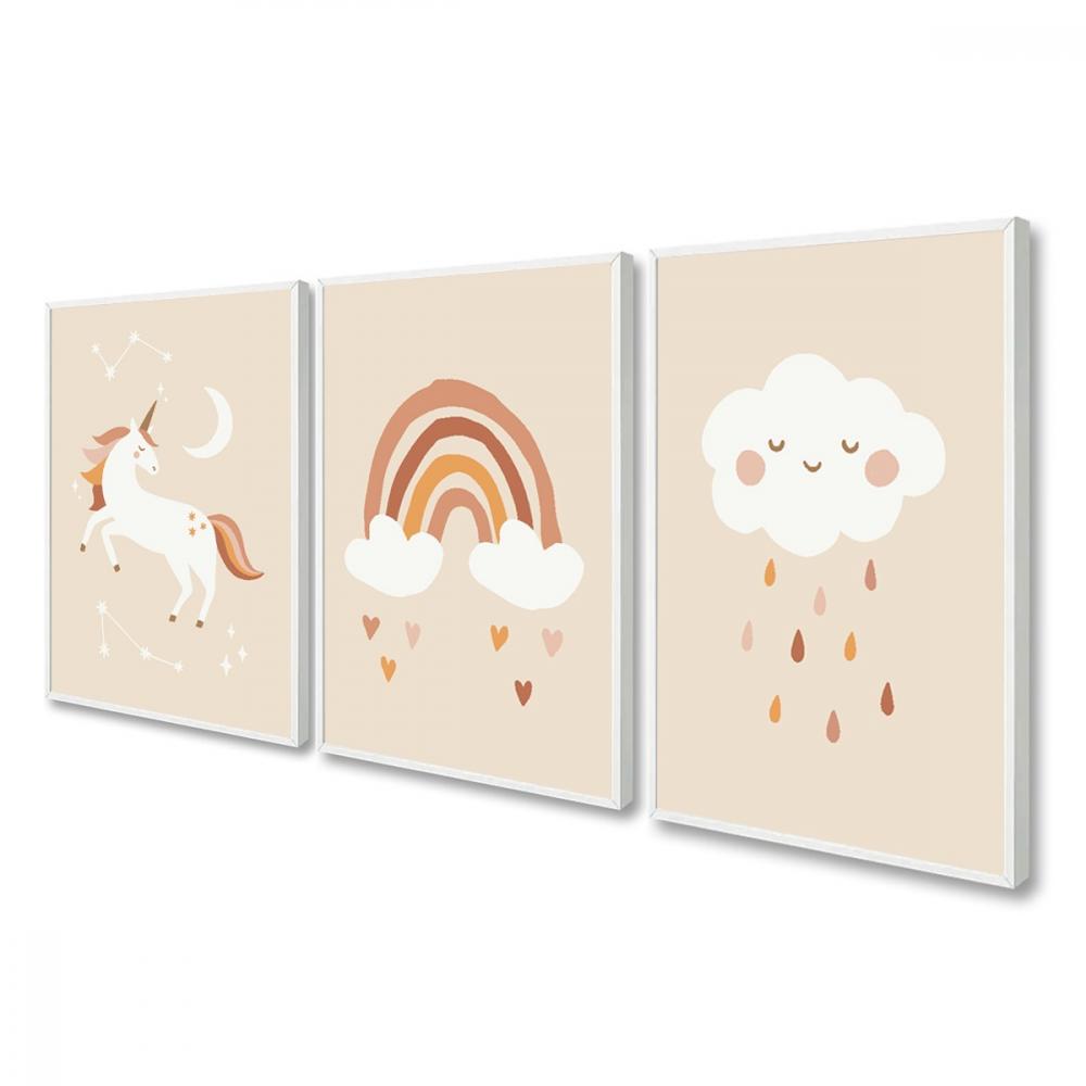 kit 3 quadro decorativo bebe infantil menina decor quarto infanti