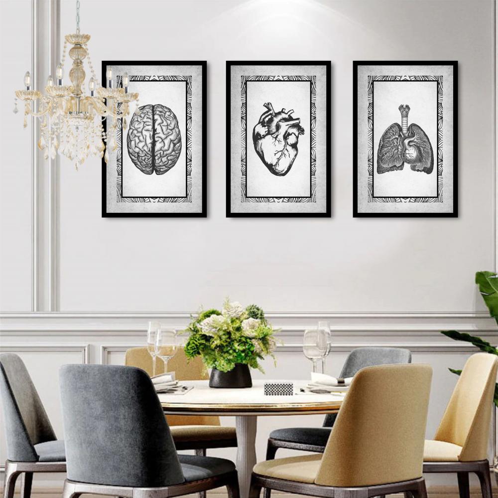 kit 3 quadro decorativo cardiologista cunsultório de medicina an