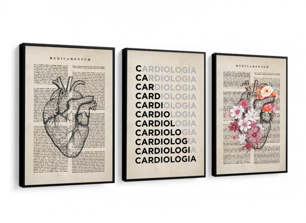 kit 3 quadro decorativo cardiologista cunsultório de medicina an