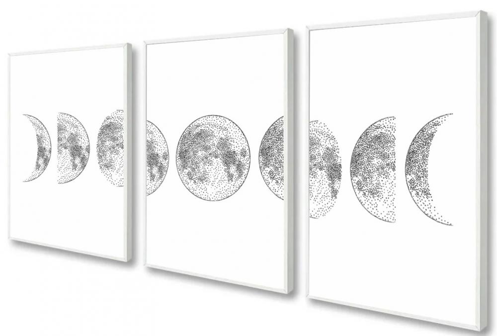 kit 3 quadro decorativo home fases da lua decor  casa hotel sala 