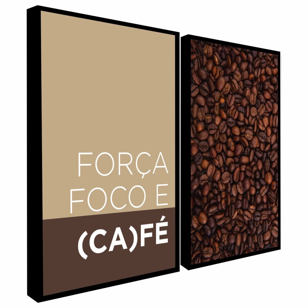 Kit 2 quadro decorativo café grãos de café decor cafeteria lan