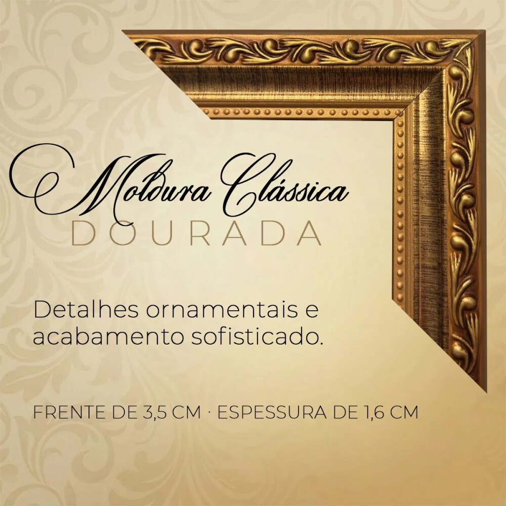 kit 2 Quadro Salmo 91 Deus Fé Jesus Moldura Clássica Dourada Vi