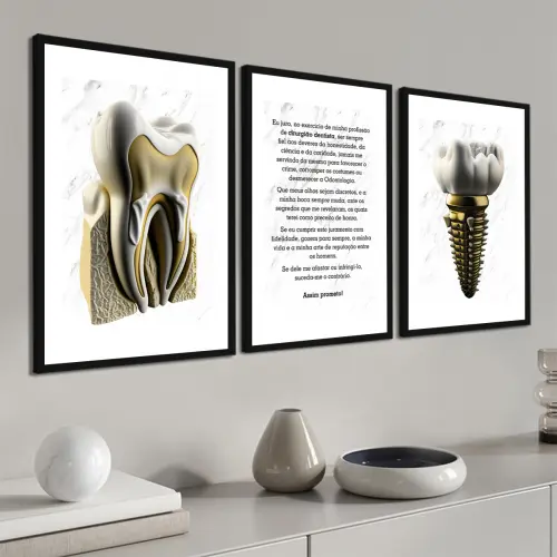 kit 3 quadro decorativo odontologia dentista consultório odontol