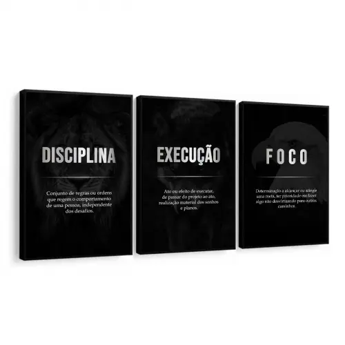 kit 3 quadro decorativo motivacional frase positiva sala quarto decor escritório casa com molduras