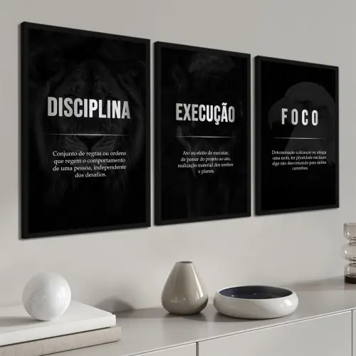 kit 3 quadro decorativo motivacional frase positiva sala quarto d
