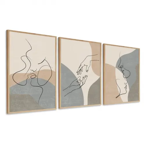 kit 3 quadro decorativo casal romantico namorados sala quarto decor pousada casa com molduras
