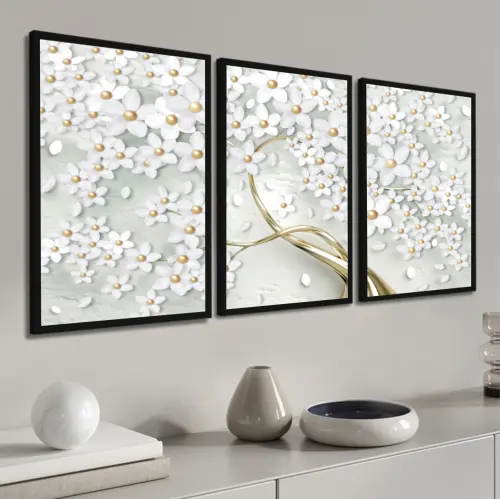 kit 3 quadro decorativo árvore ipe galhos natureza campo sítio 