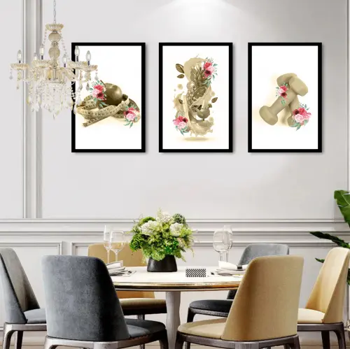 kit 3 quadro decorativo nutricionista consultório nutrição sala decor casa com molduras