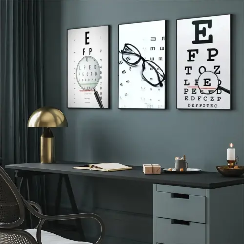 kit 3 quadro decorativo oftalmo consultório oftalmologia olhos visão oftalmologista sala decor com molduras
