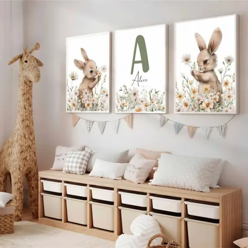 kit 3 quadro decorativo bebe infantil menina decor quarto infanti