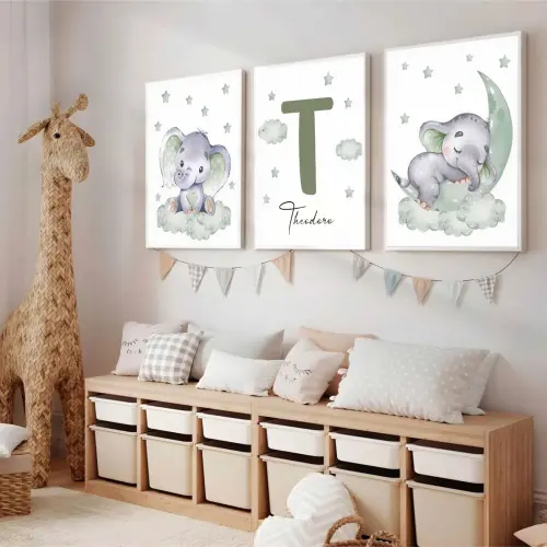 kit 3 quadro decorativo bebe infantil decor quarto infantil menin