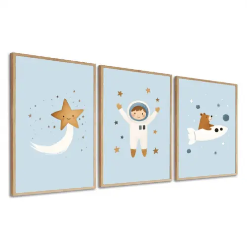 kit 3 quadro decorativo bebe infantil decor quarto infantil menino animais ursinhos molduras