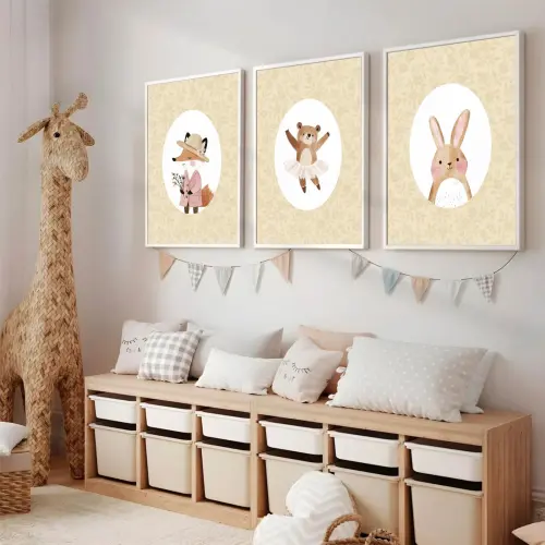 kit 3 quadro decorativo bebe infantil bailarina decor quarto infantil ursinhos animais menina molduras