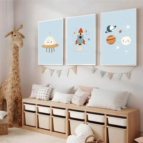 kit 3 quadro decorativo bebe infantil decor quarto infantil astro