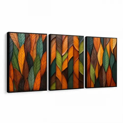 kit 3 quadro decorativo abstrato laranja gold colorido luxo decor sala escritório com molduras