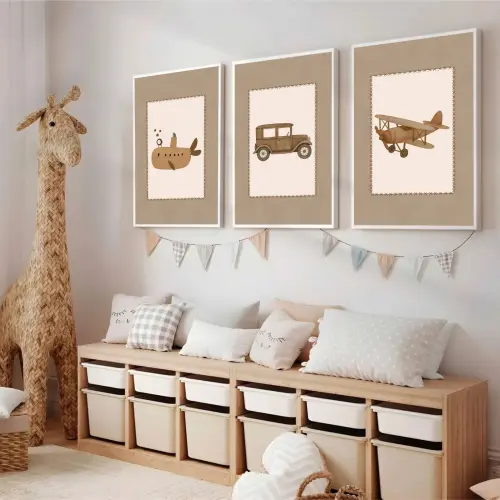 kit 3 quadro decorativo bebe infantil decor quarto infantil aviã