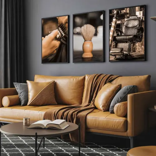 kit 3 quadro decorativo barbeiro barba barbearia modernidade homem molduras