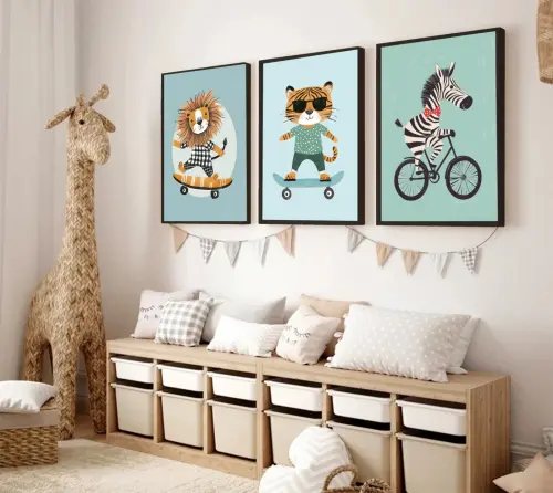 kit 3 quadro decorativo bebe infantil decor quarto infantil ursin