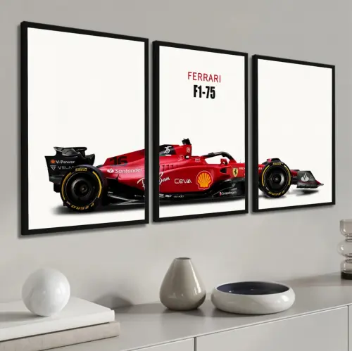 kit 3 quadro decorativo carro ferrari carro de corrida luxo moderno decor casa escritório quarto com molduras