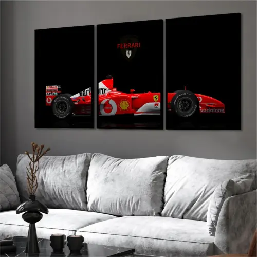 kit 3 quadro decorativo carro ferrari carro de corrida luxo moder