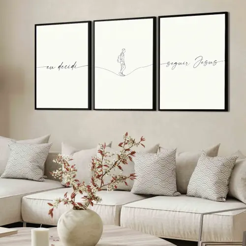 kit 3 quadro decorativo deus frase positiva fé decor casa sala quarto  molduras