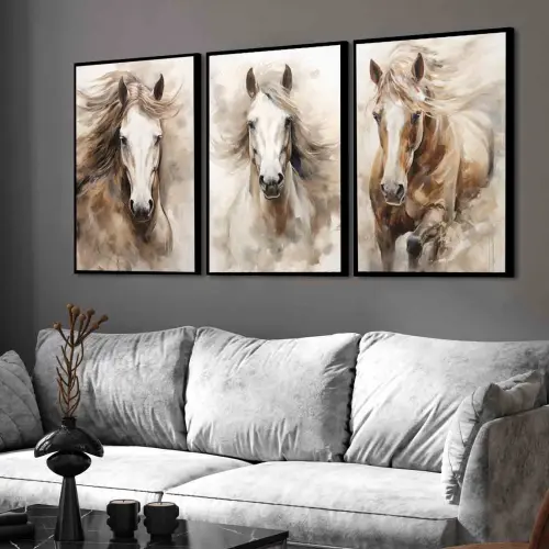 kit 3 quadro decorativo cavalo fazenda animais decor sala escrit?